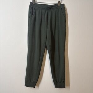 Eddie Bauer Lounge Pants Womens M Green Cozy Relaxed Cuffed Cozycore